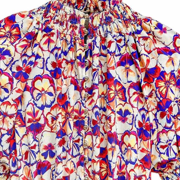 Paco Rabanne Belted Smocked Floral Midi Dress - Picture 11 of 15